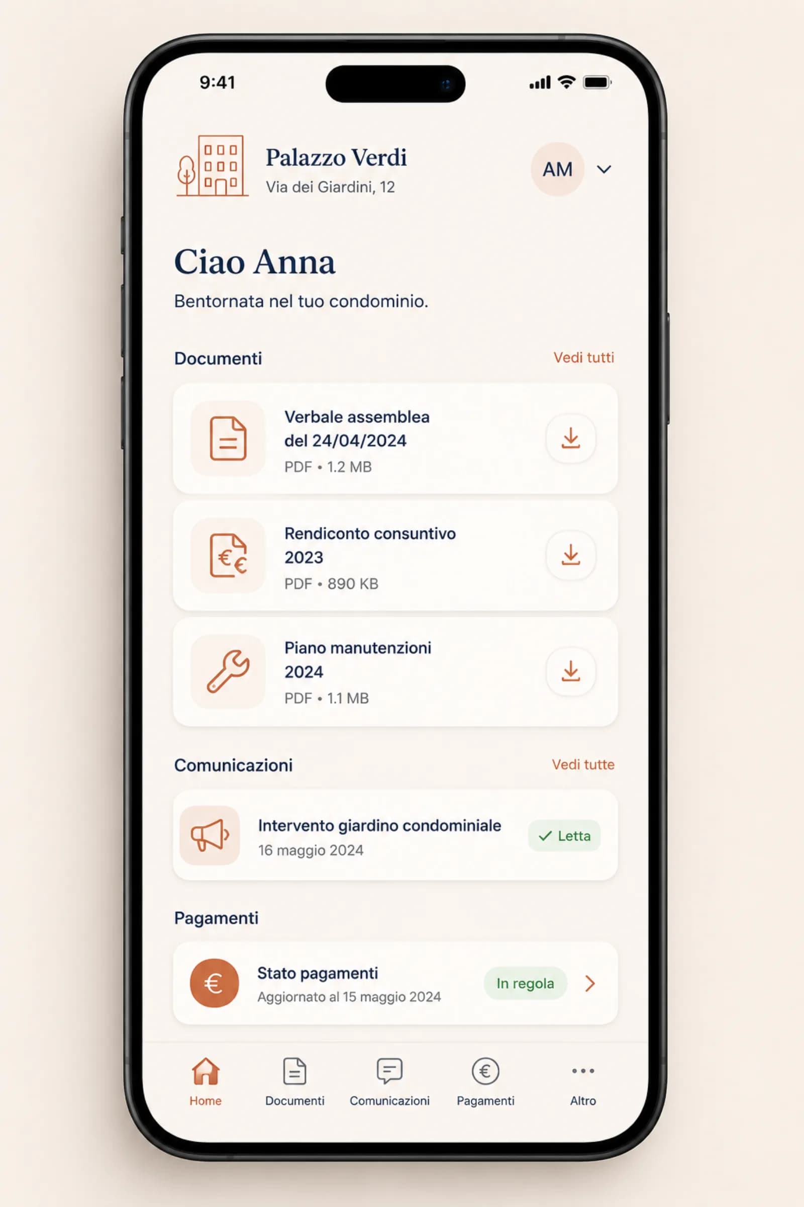 App del condòmino su smartphone